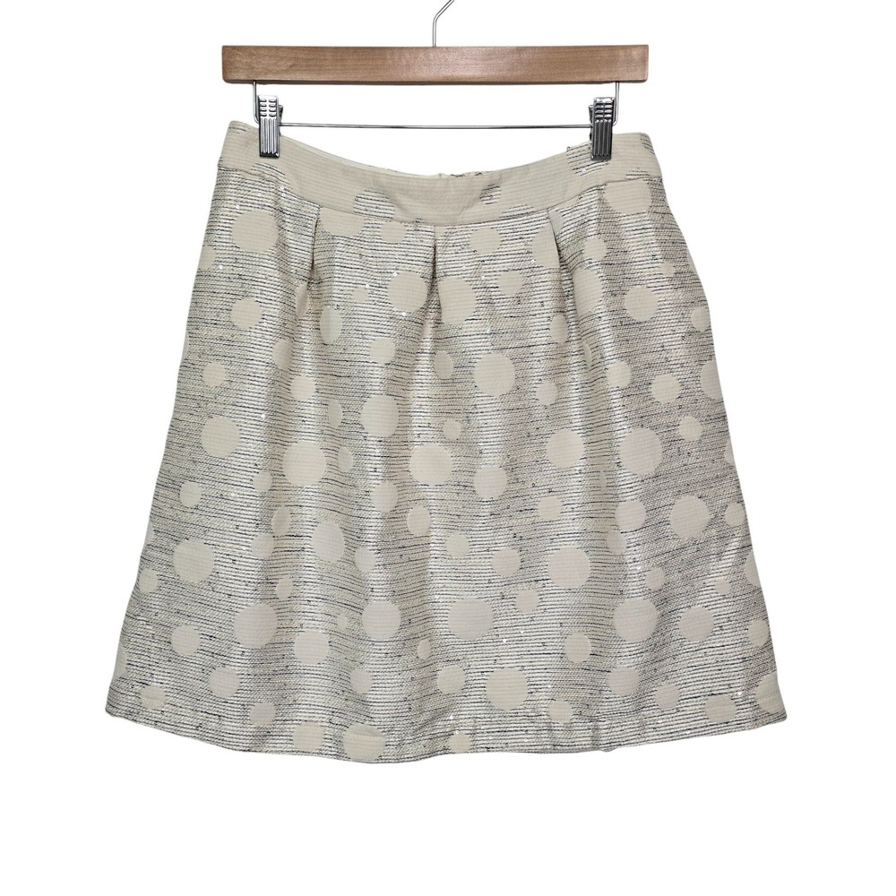 Maeve by Anthropologie Sequined‎ Polka Dot Pleated A-Line Skirt Womens US 8